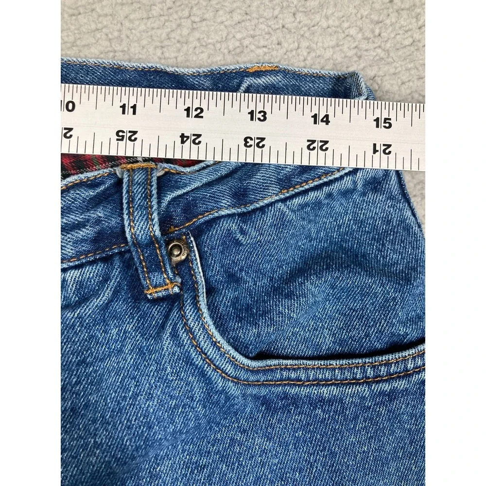 Cabellas Casuals Jeans Womens 14 Tall Blue Flannel Lined‎ Outdoors Nature Stains